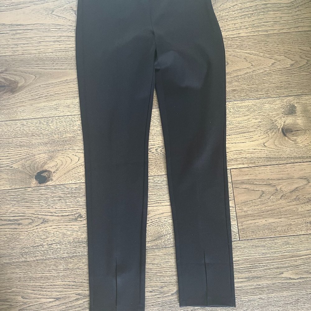 Mango Black Straight Leg Front Slit Pant Sz M